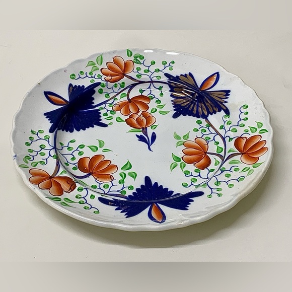 19th Century Antique Gaudy Welsh Butterfly Plate Eagle Marked for US Export - Picture 14 of 16